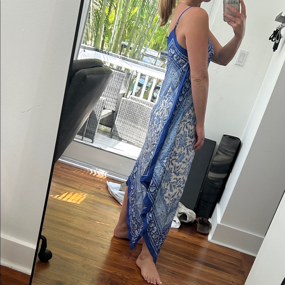 Blue Patterned Women's Dress - Picture 2 of 4